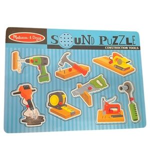 Melissa & Doug Wooden Sound Puzzle - Construction Tools, EUC, Complete Set
